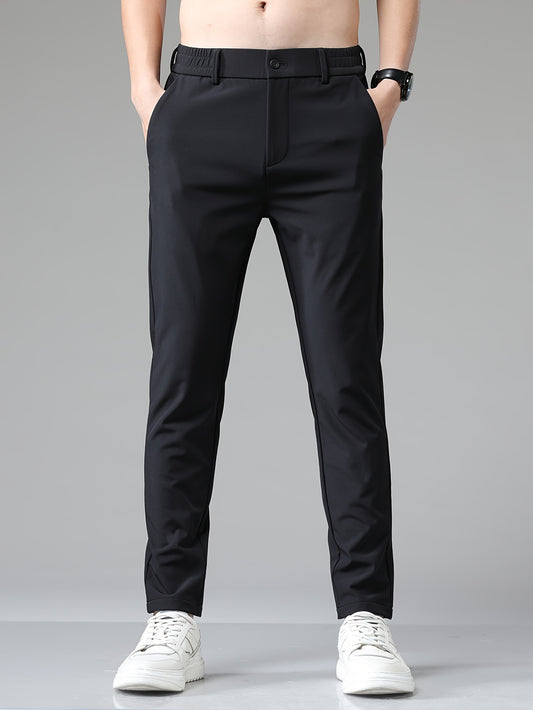 Montarello Men's Slim Fit Stretch Trousers with Straight Leg