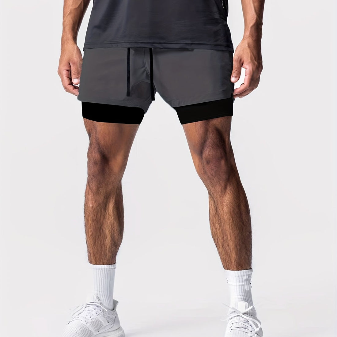 Montarello Men's 2-in-1 Compression Lined Gym Shorts with Zip Pocket