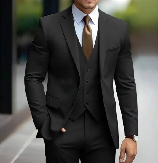 Montarello Men's Slim Fit 3-Piece Suit Set – Blazer, Waistcoat & Trousers