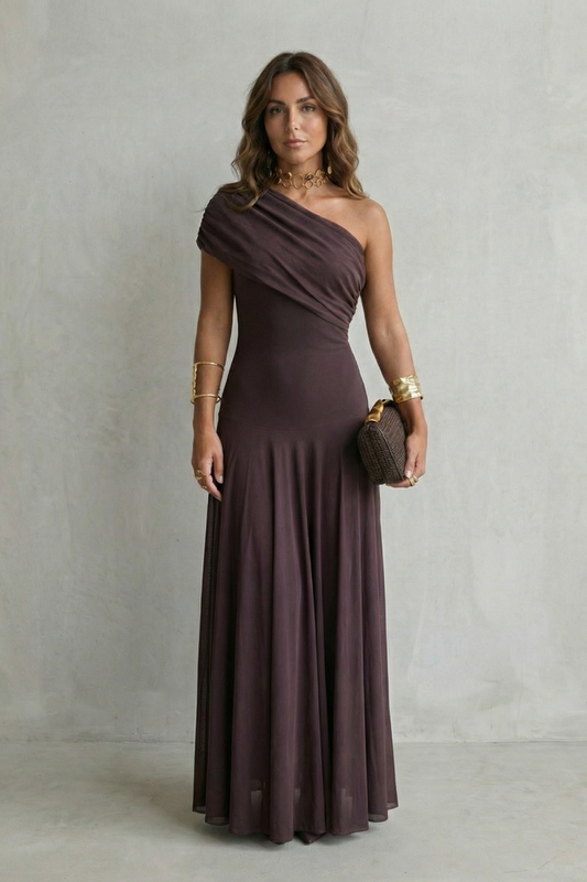 Montarello Women's One-Shoulder Draped Maxi Dress – Wedding Guest Style