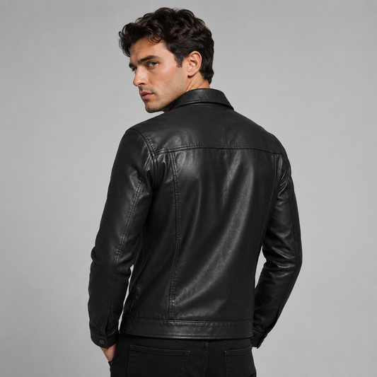 Montarello Men's Vintage Leather-Look Jacket