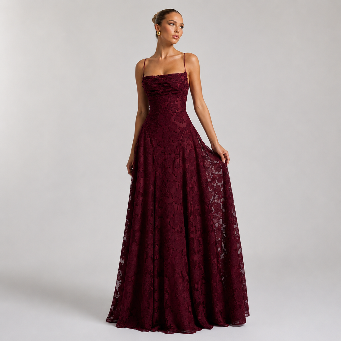 Montarello Women's Floral Lace Corset Maxi Wedding Guest Dress