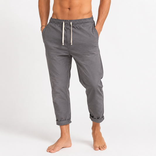 Montarello Men's Slim Tapered Drawstring Lightweight Summer Trousers