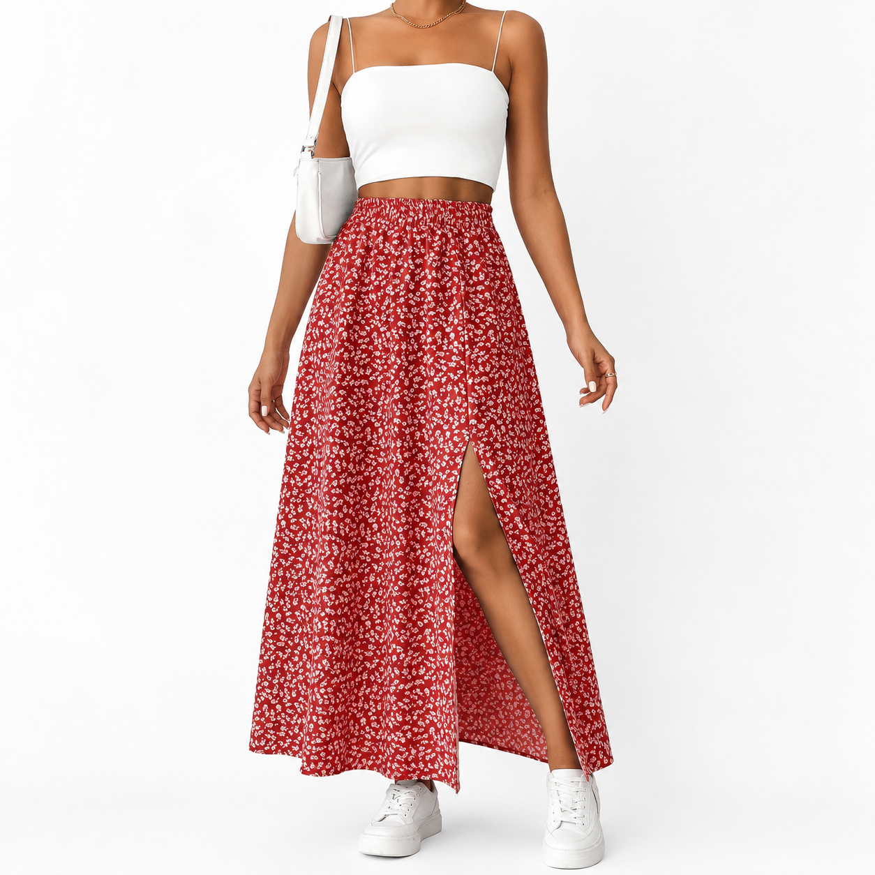 Montarello Women's Ditsy Floral Print Summer Maxi Skirt