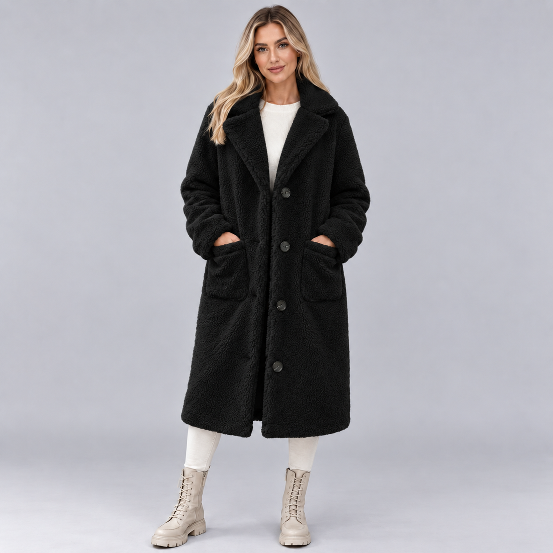 Montarello Women's Faux Fur Jacket Button Front Lined