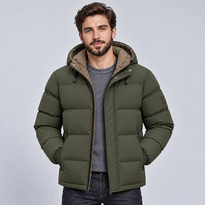 Montarello hooded puffer jacket – Fern Green front