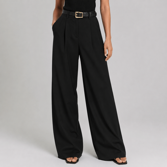 Montarello Women's Tailored Wide Leg Trousers with High Rise Waist