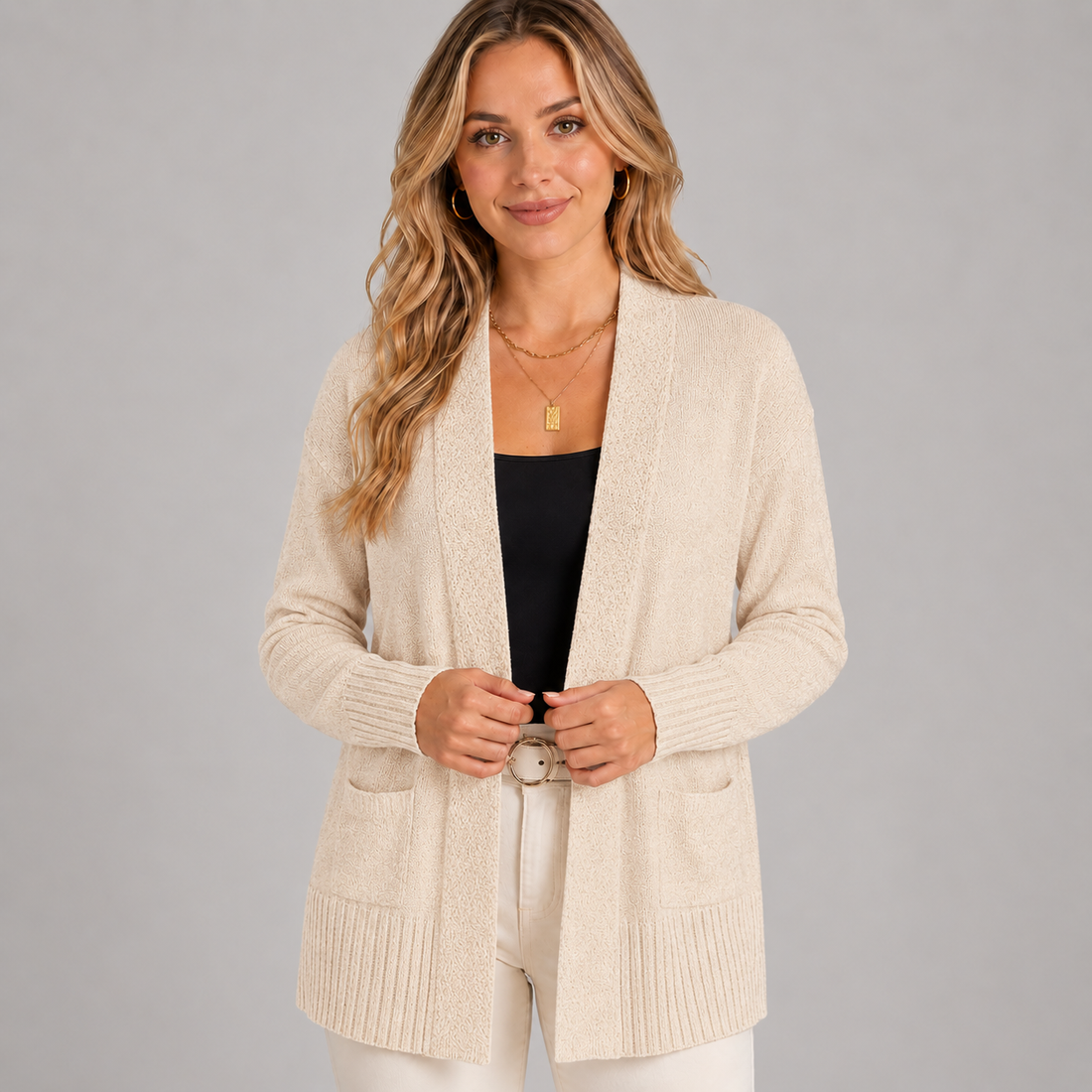 Montarello Women's Longline Cardigan V-Neck Drop Shoulder