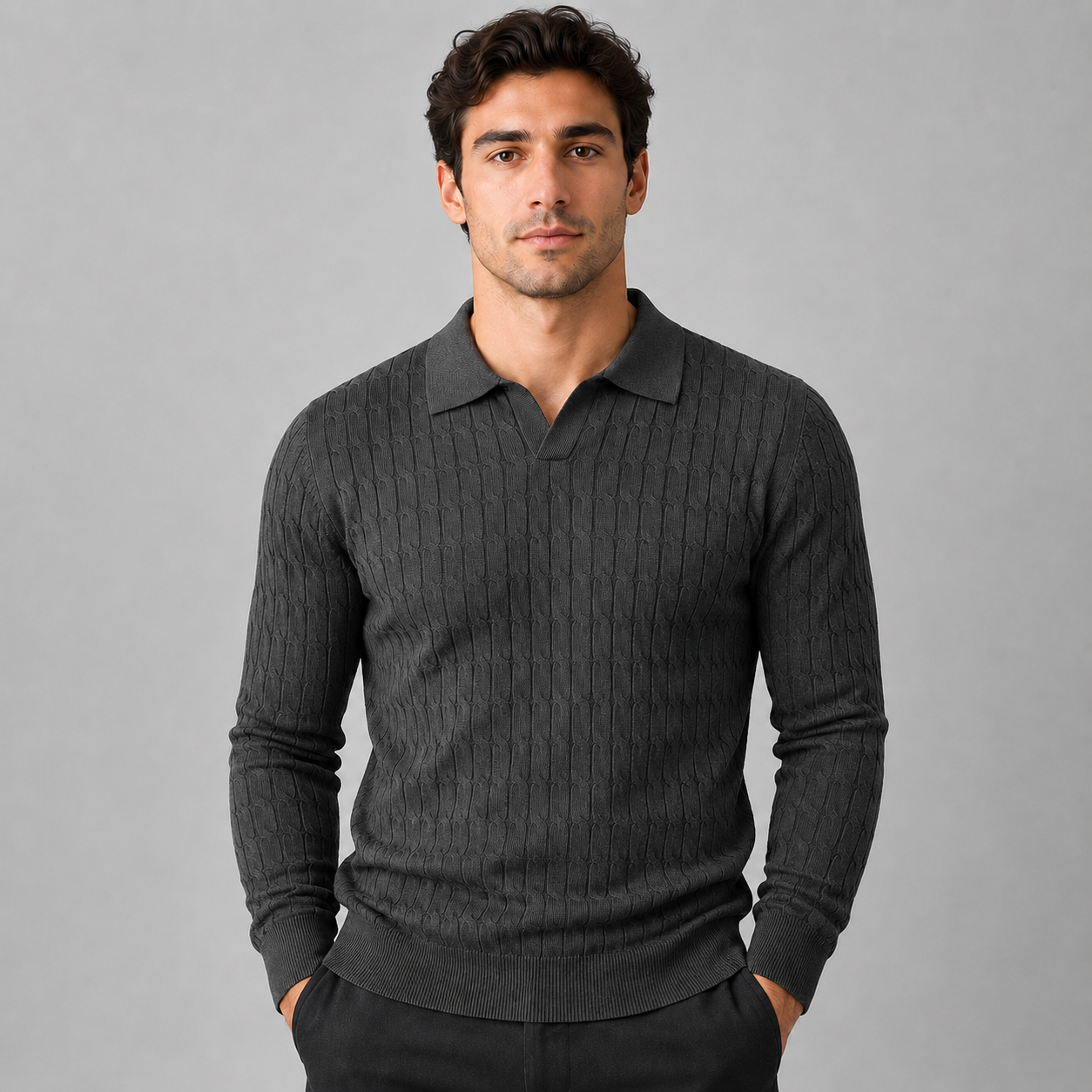 Pull polo homme Montarello avec col contrastant et coupe ample
