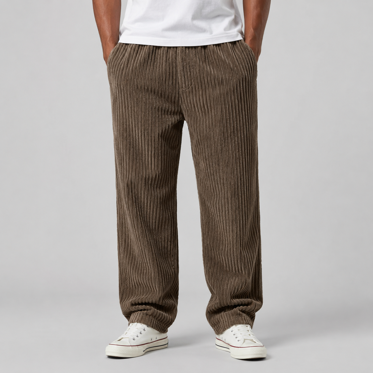 Montarello Men's Corduroy Trousers with Drawstring Waist