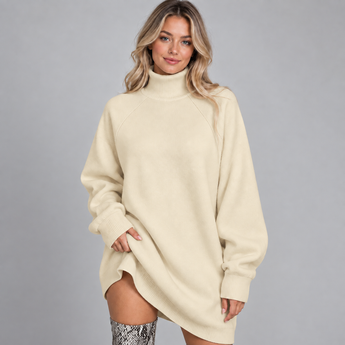 Montarello Women's Jumper Dress Oversized High Neck