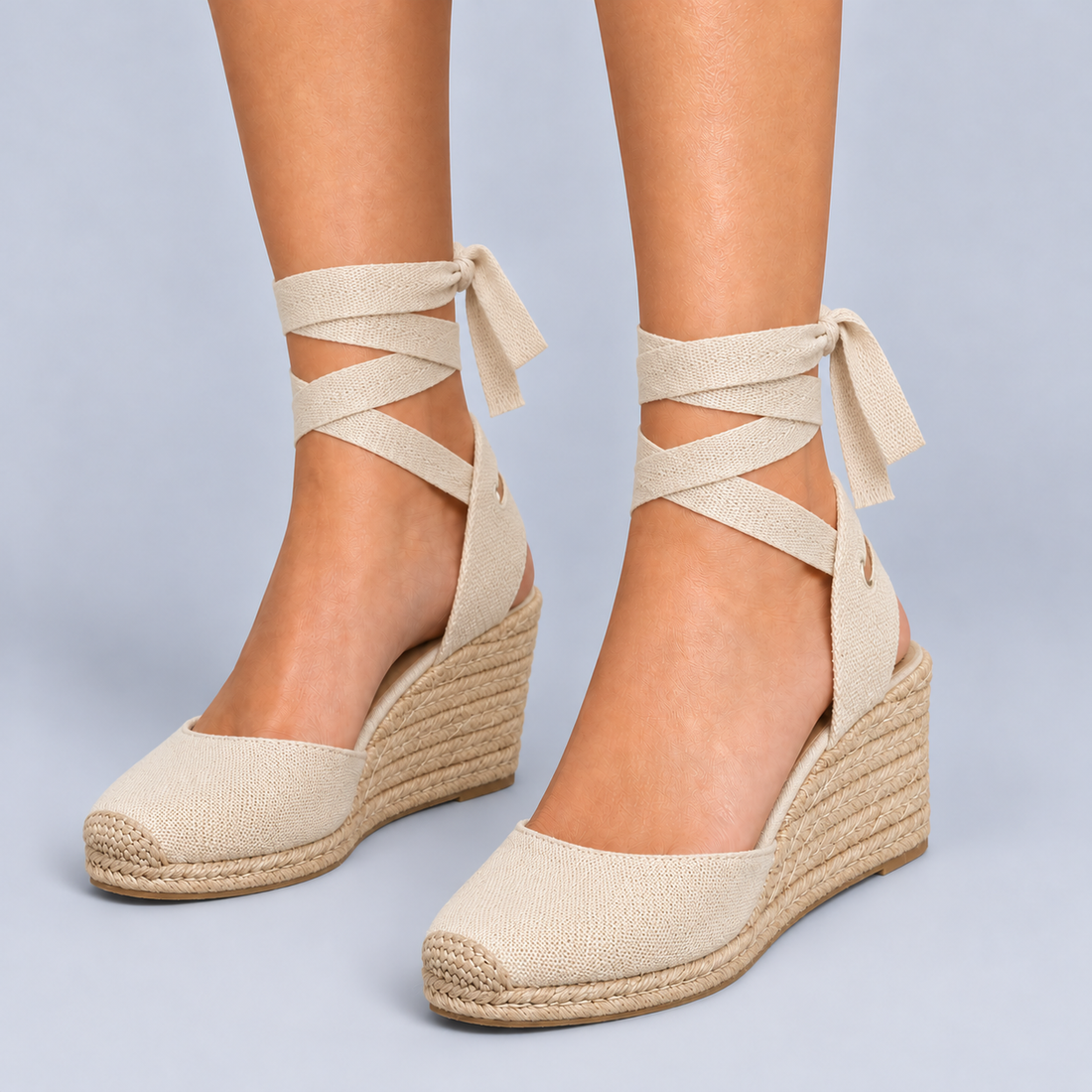 Montarello canvas ankle-tie espadrilles – Beige detail