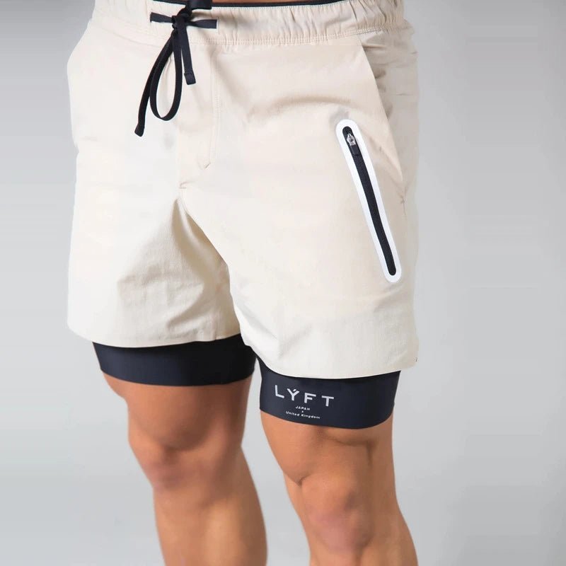 Montarello Men's 2-in-1 Compression Liner Athletic Training Gym Shorts
