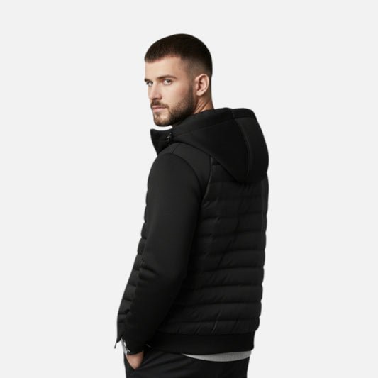 Montarello Men's Hooded Down Jacket with Quilted Panels