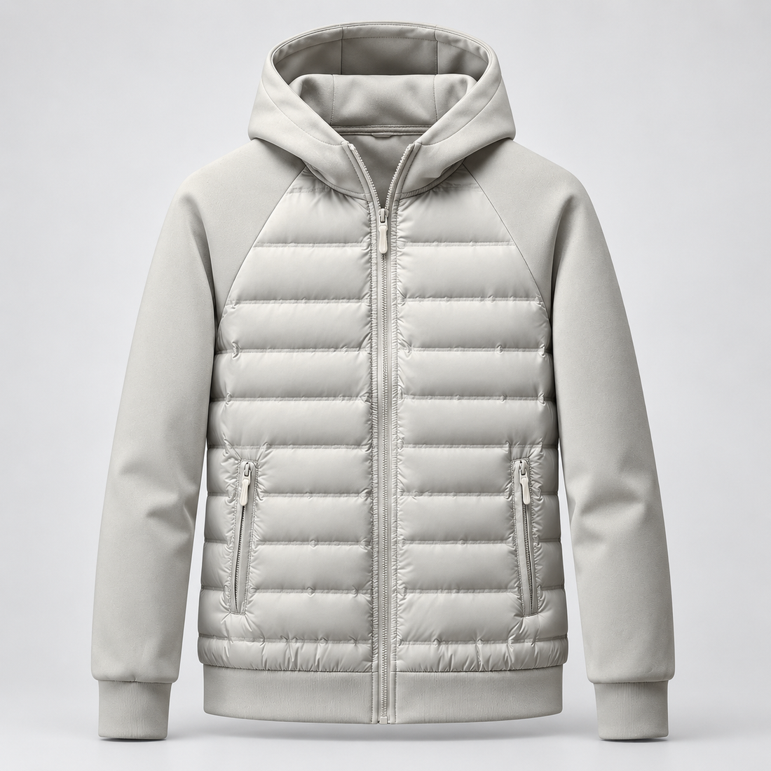 Montarello Men's Hooded Down Jacket with Quilted Panels