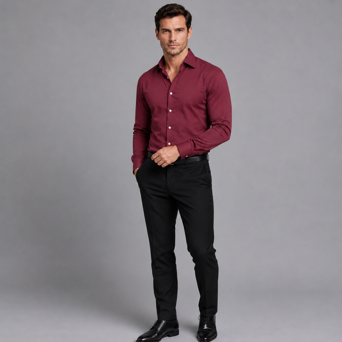 Montarello Men's Slim Fit Satin-Look Stretch Shirt