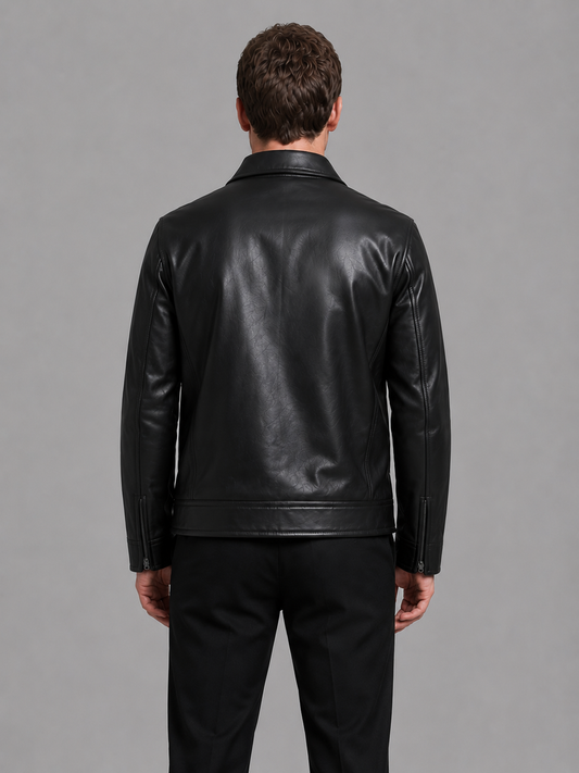 Montarello Men's Leather-Look Jacket with Zip Pockets
