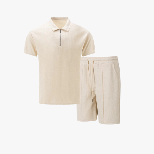 Montarello Zip Polo Men's 2-Piece Shirt & Shorts Set