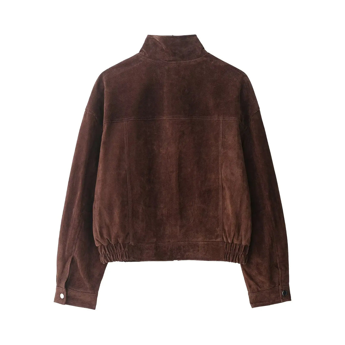 Montarello Women's Suede-Look Cropped Jacket with Snap Front