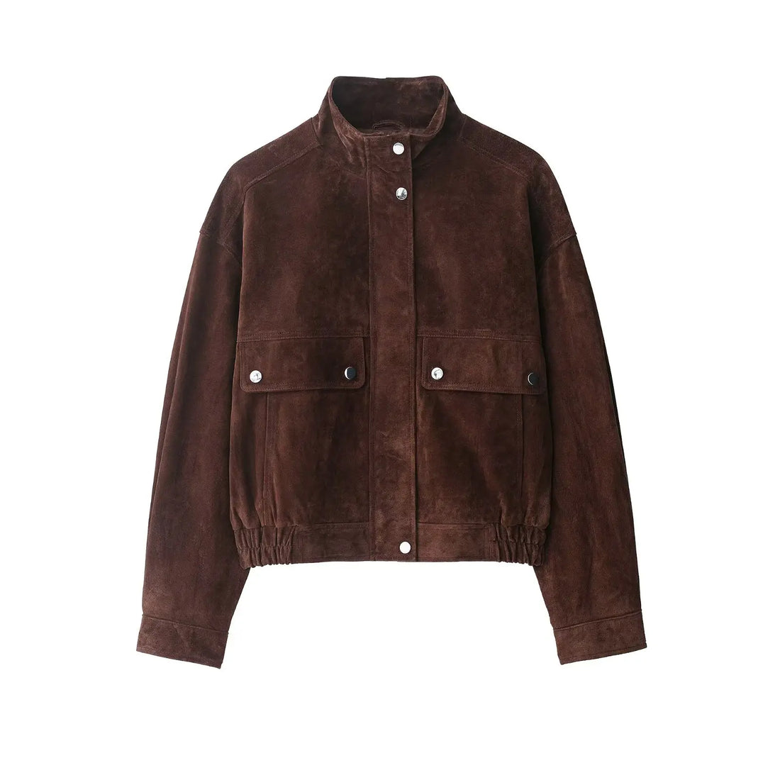 Montarello Women's Suede-Look Cropped Jacket with Snap Front