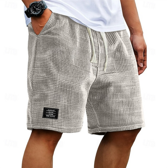 Montarello Men's Waffle Texture Drawstring Shorts Relaxed Fit