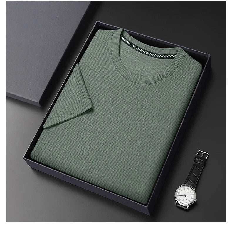 Męski t-shirt Montarello z krótkim rękawem i fakturą waflową