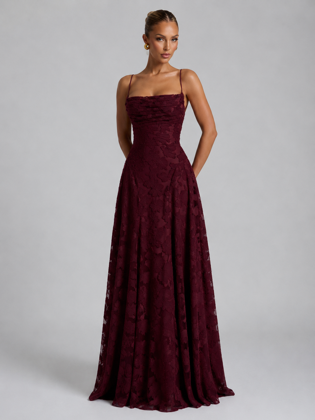 Montarello Women's Floral Lace Corset Maxi Wedding Guest Dress
