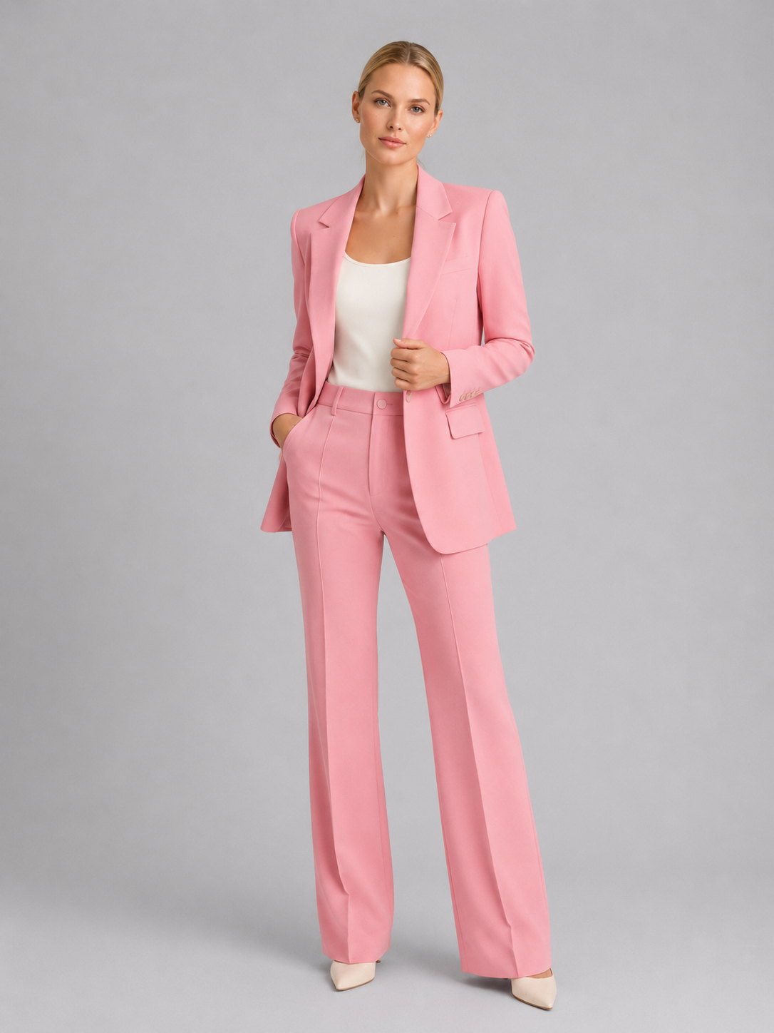 Montarello Women's Tailored Blazer and High-Waist Trouser Suit Set