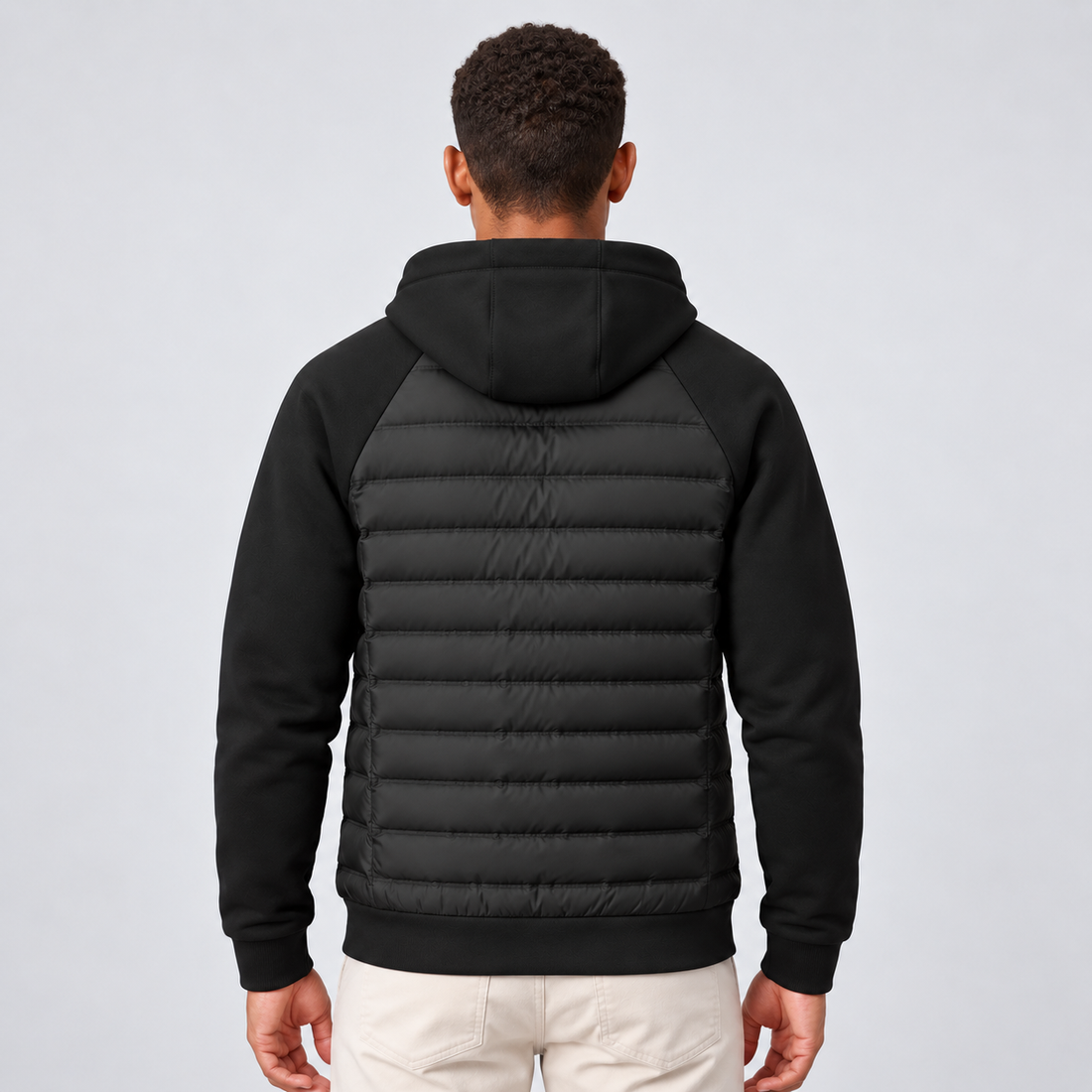 Montarello Men's Hooded Down Jacket with Quilted Panels