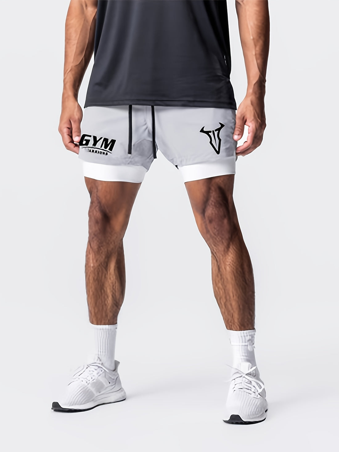 Montarello Men's 2-in-1 Compression Lined Gym Shorts with Zip Pocket