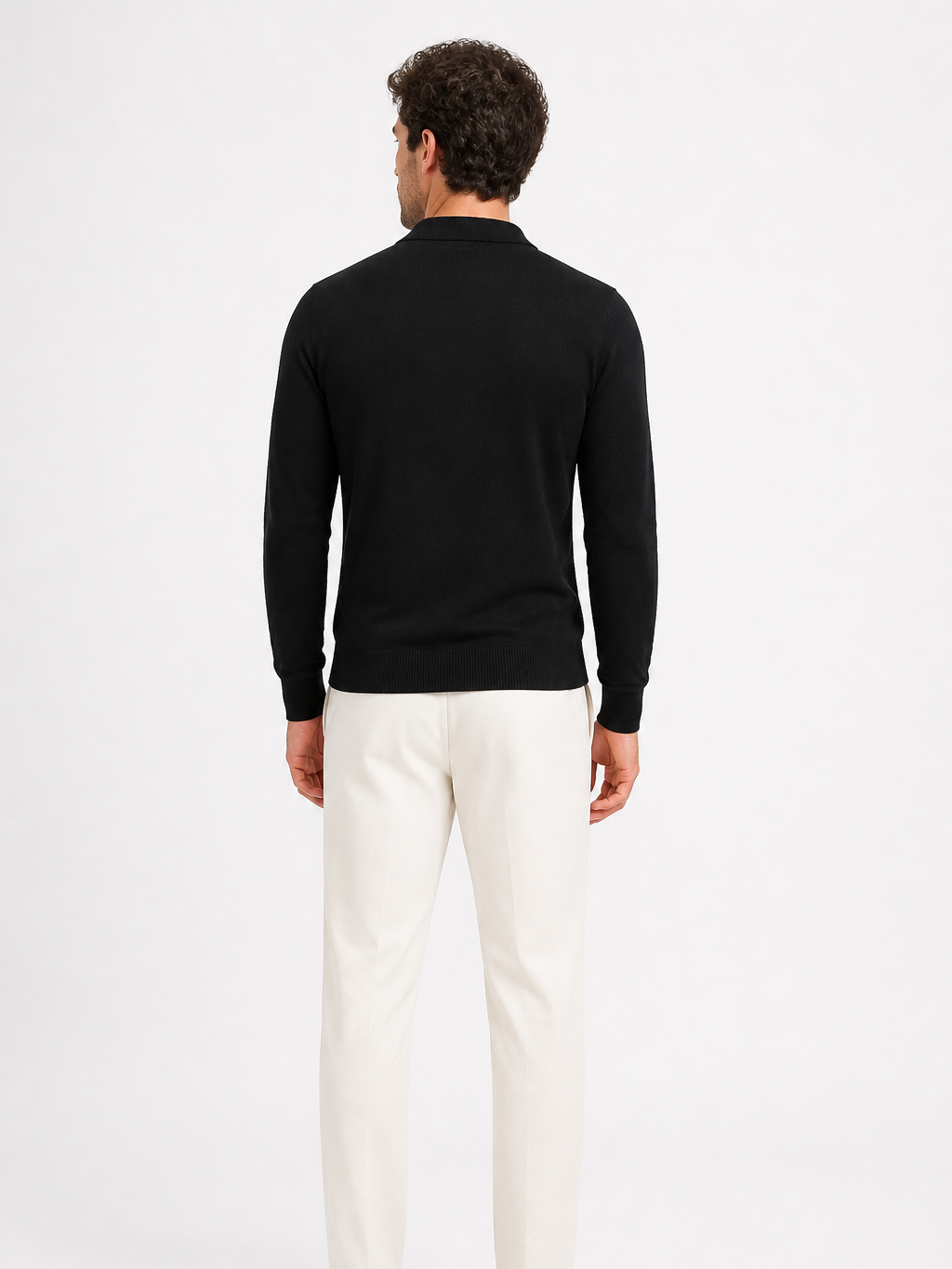 Montarello Men's Quarter Zip Polo Jumper in Fine Knit