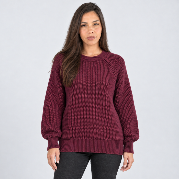 Montarello sweater — burgundy-front — studio