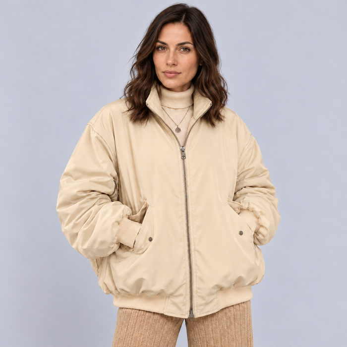 Montarello Women's Winter Jacket Double Layer Relaxed Fit - Beige - main