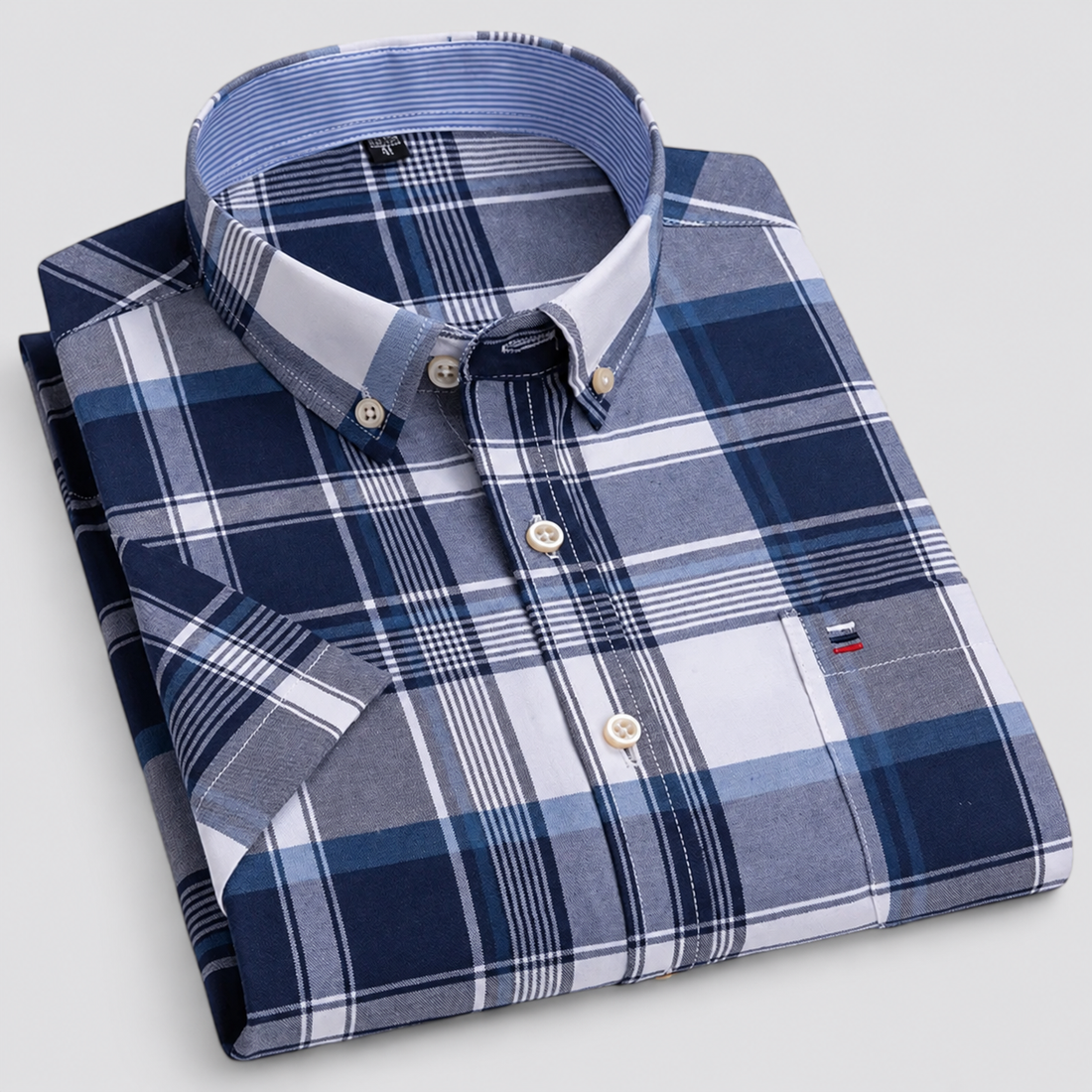 Montarello Men's Oxford Cotton Short-Sleeve Summer Shirt