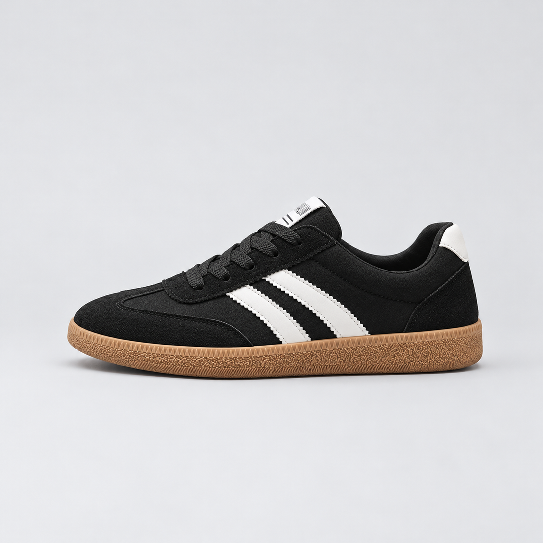 Montarello Men's Retro Trainers with Contrast Stripes — Black — side view