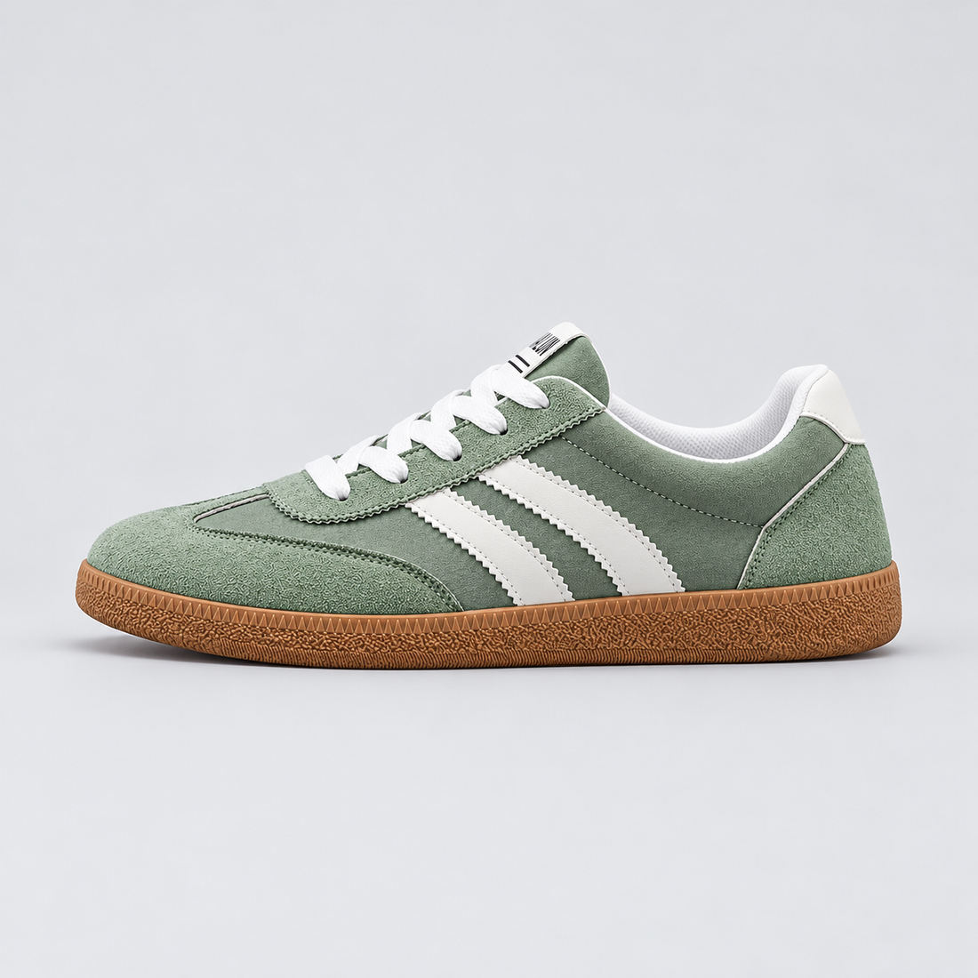 Montarello Men's Retro Trainers with Contrast Stripes — Green — side view