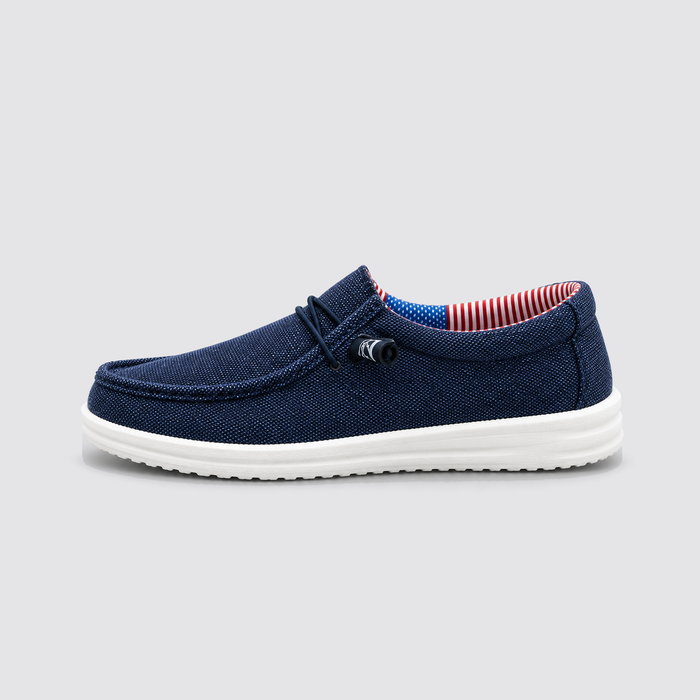 Navy Blue canvas slip-on side profile