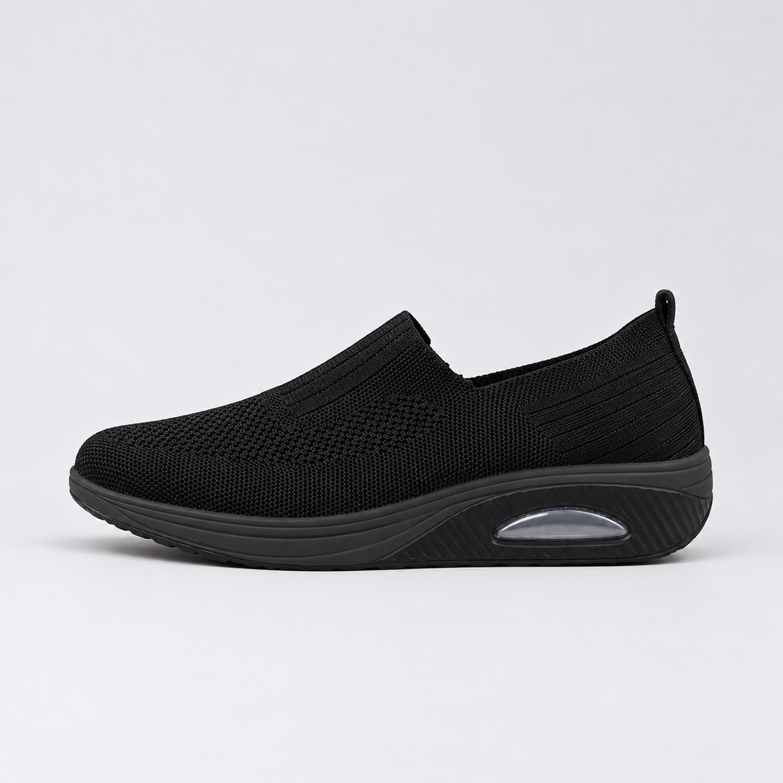Montarello Women's Slip-On Trainers with Knitted Upper — Black — side view