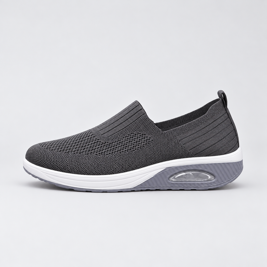Montarello Women's Slip-On Trainers with Knitted Upper — Grey — side view