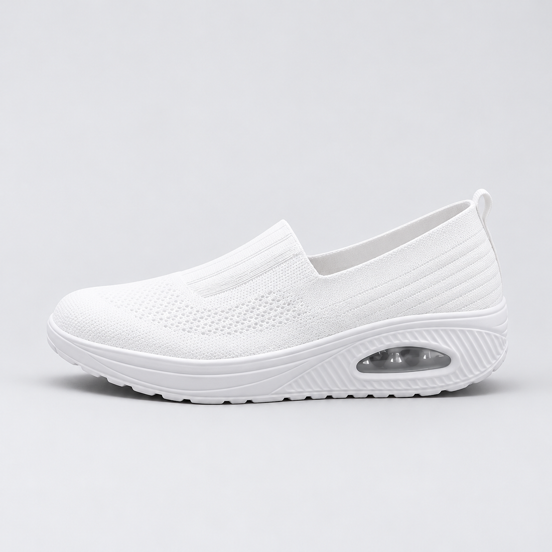 Montarello Women's Slip-On Trainers with Knitted Upper — White — side view