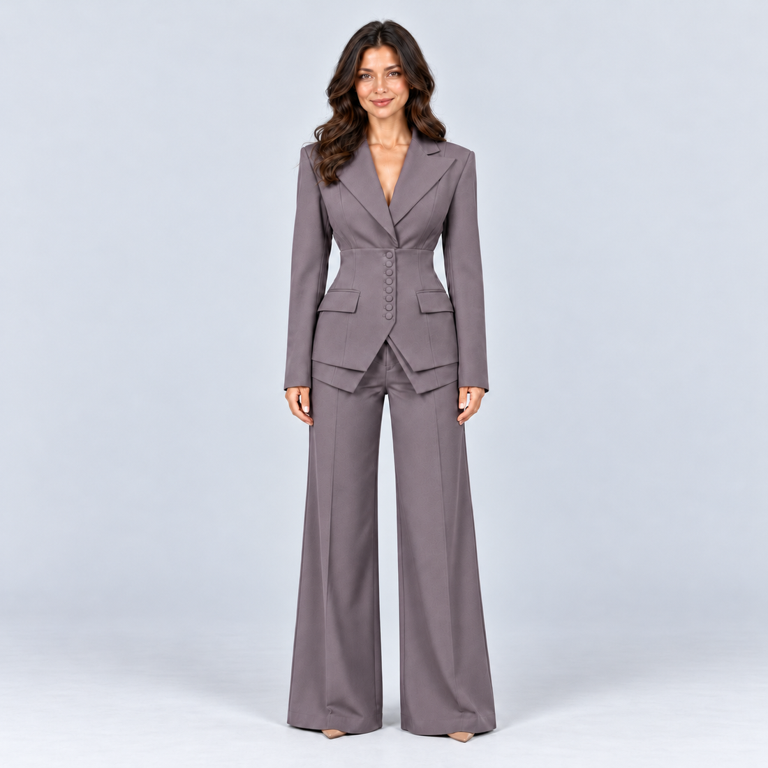 Montarello Women's Tailored Three-Piece Suit - mauve front view