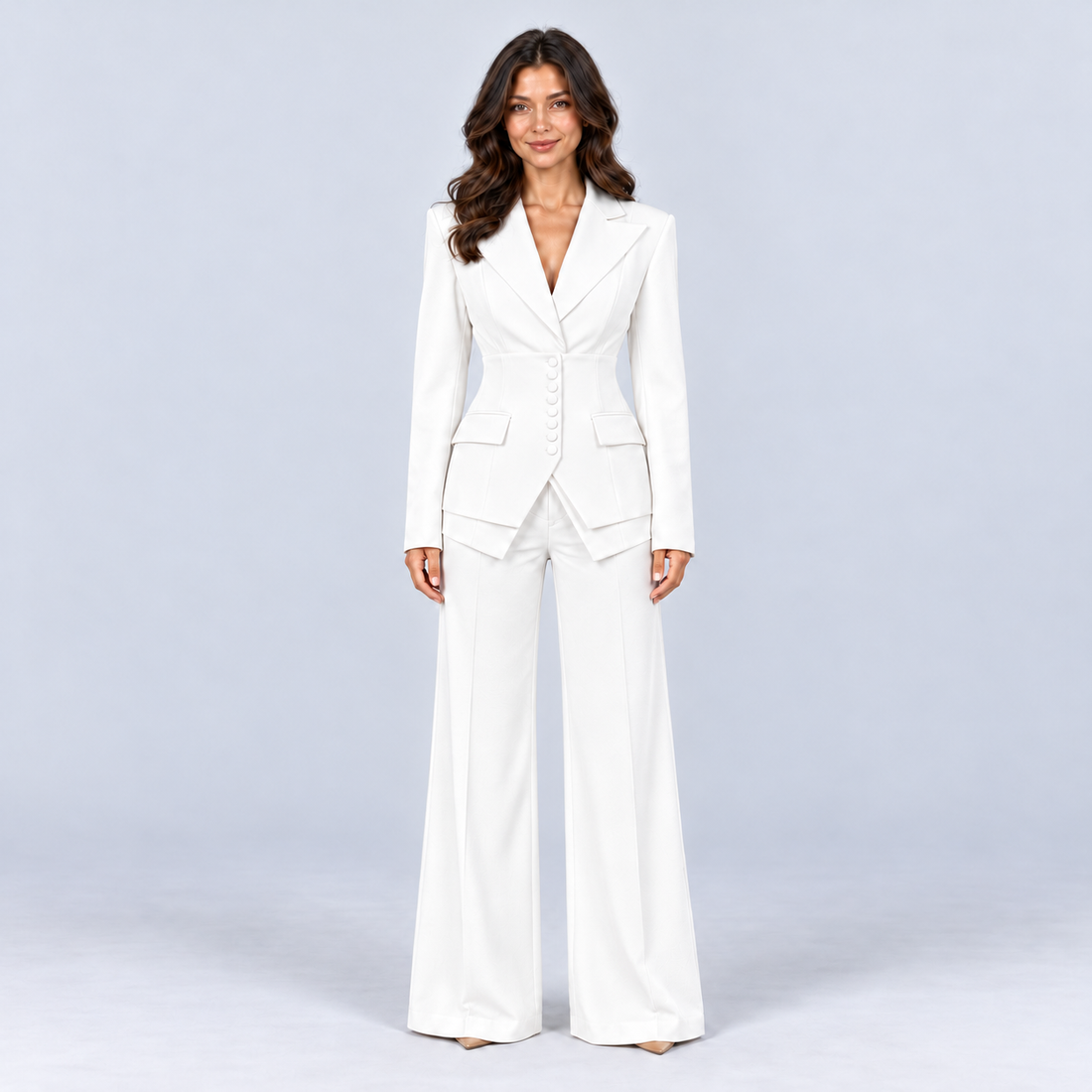Montarello Women's Tailored Three-Piece Suit - white front view