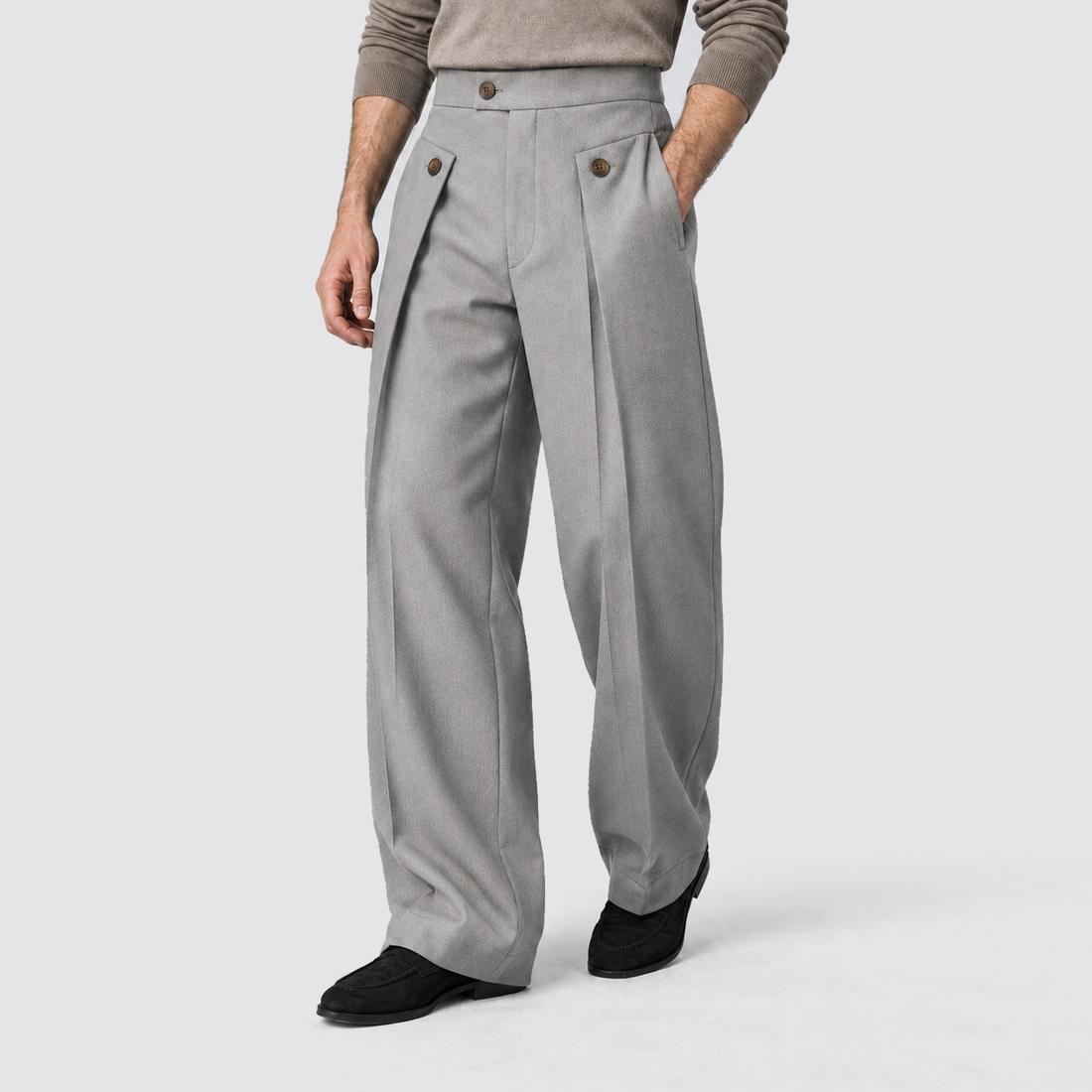 Montarello wide leg trousers - Grey - ontspannen driekwart