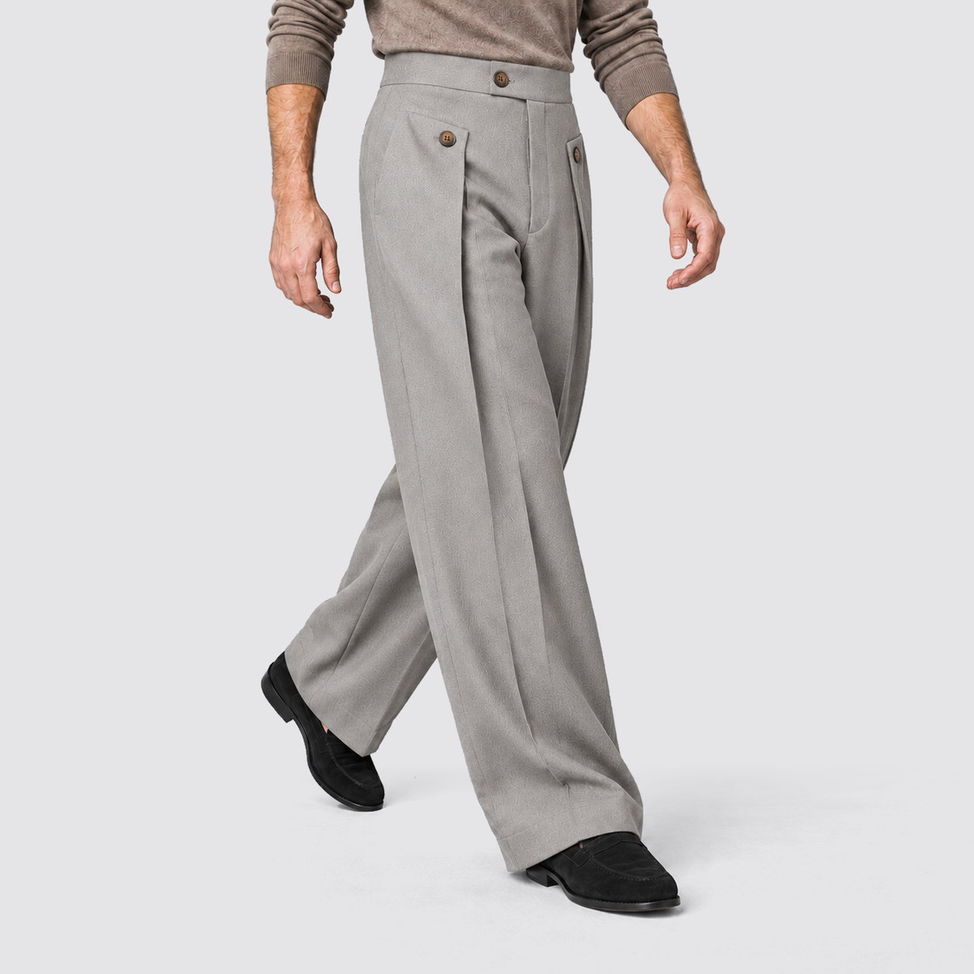 Montarello wide leg trousers - Grey - lopend driekwart