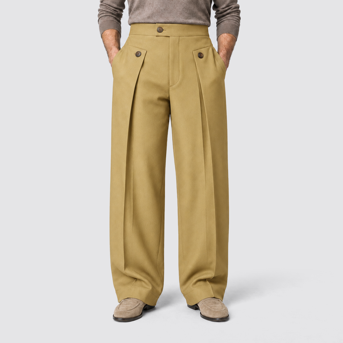 Montarello wide leg trousers - Khaki - frontaal