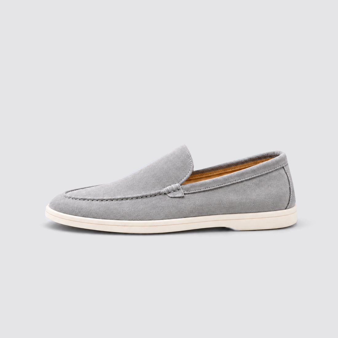 Grey shoe, side view, background #e5e5e7