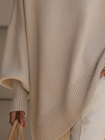 Montarello Women's Oversized Poncho Sweater with Asymmetric Hem