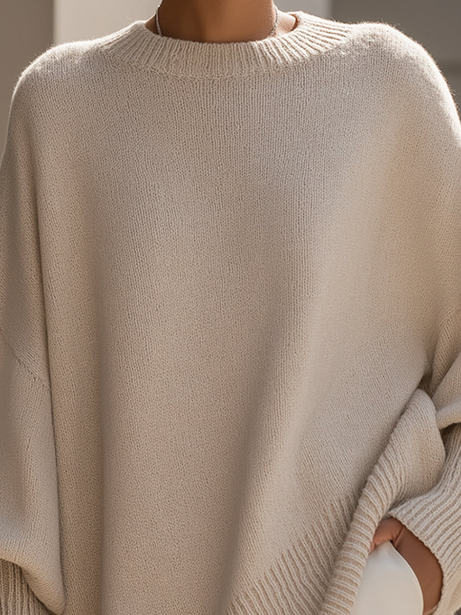 Montarello Women's Oversized Poncho Sweater with Asymmetric Hem