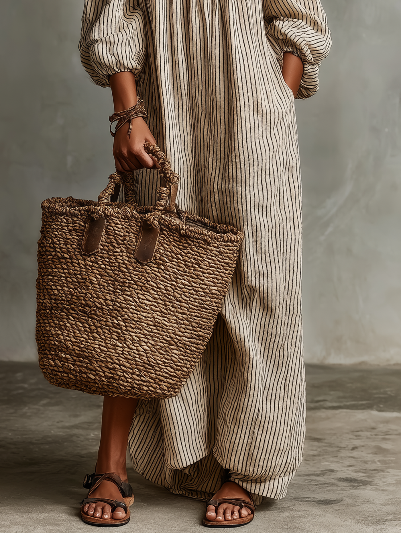 Montarello Women's Off-Shoulder Long-Sleeve Linen-Look Maxi Beach Dress