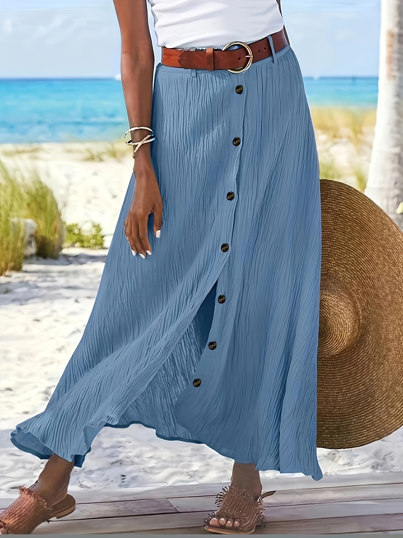 Montarello Button Front A-Line Maxi Skirt Women's